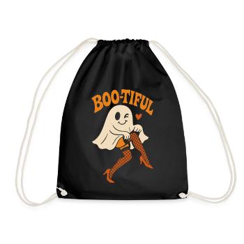 Boo-tiful Funny Saying Halloween Party - Drawstring Bag - black - Front