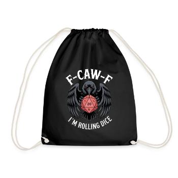 F-Caw-F Dice Raven D20 Humor - Drawstring Bag - black - Front