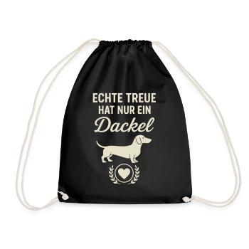Echte Treue Dackel Herz Motiv Hund - Turnbeutel - Schwarz - Vorne