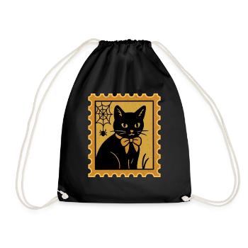 Spooky Golden Cat Bow Tie Halloween Stamp personnalisé - Sac de sport léger - noir - Devant