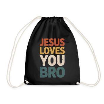 Jesus Loves You Bro - Turnbeutel - Schwarz - Vorne