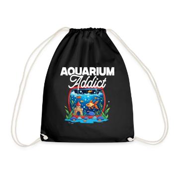 Fish Breeder Aquarist Fish Farming Aquarium Addict - Drawstring Bag - black - Front
