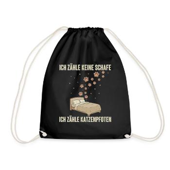 I Count Cat Paws Bed Decor - Drawstring Bag - black - Front