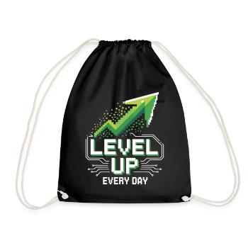 Level Up Every Day - Chemise de motivation pour les joueurs - Sac de sport léger - noir - Devant