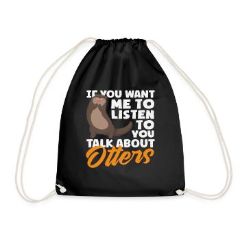 Conversation sur la loutre de mer dessin animé - Sac de sport léger - noir - Devant