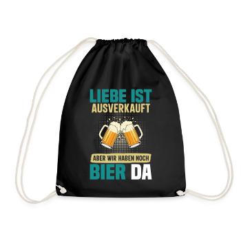 Malle LIEBE IST AUSVERKAUFT BIER IST NOCH DA - Turnbeutel - Schwarz - Vorne
