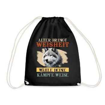 Wolf Spirit ALTER BRINGT WEISHEIT Lustiges - Sac de sport léger - noir - Devant