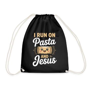 I Run On Pasta And Jesus - Turnbeutel - Schwarz - Vorne