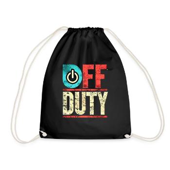 Off Duty Power Button Vintage, Mom and Dad - Drawstring Bag - black - Front