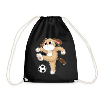 Dog Soccer Player Soccer - Drawstring Bag - black - Front