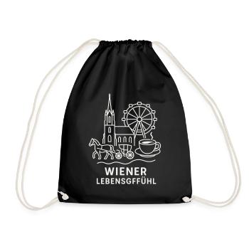 Wiener Lebensgefühl Collage - Turnbeutel - Schwarz - Vorne