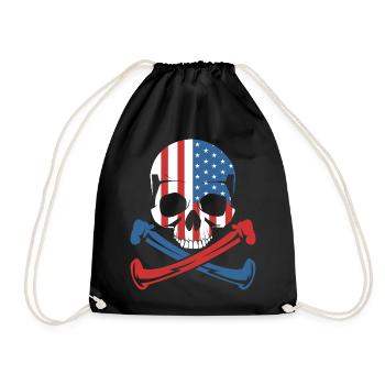 American Flag Skull Shirt - Drawstring Bag - black - Front
