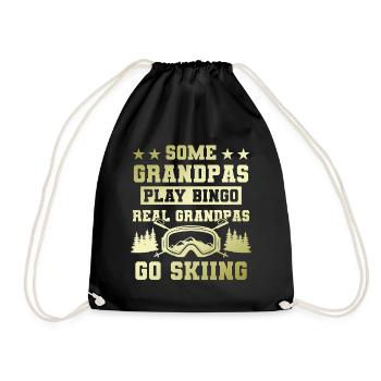 Grandfather ski saying - Drawstring Bag - black - Front
