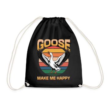 Funny Bird Goose - Drawstring Bag - black - Front