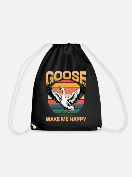 Funny Bird Goose - Turnbeutel - Schwarz