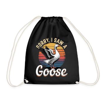 Funny Bird Goose - Drawstring Bag - black - Front