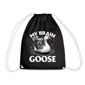 Funny Bird Goose - Drawstring Bag - black - Front