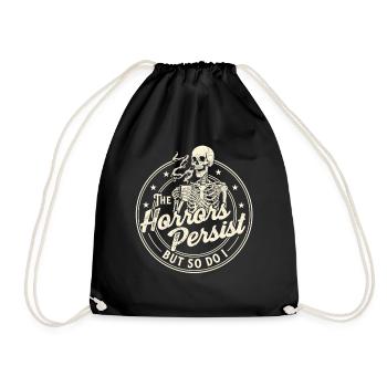 The Horrors Persist But So Do I Coffee - Drawstring Bag - black - Front
