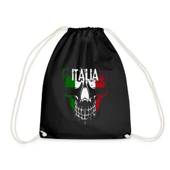Crâne avec drapeau italien, patriote italien - Sac de sport léger - noir - Devant