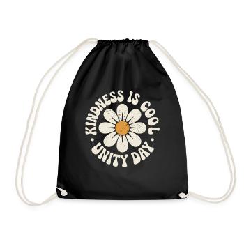 Kindness is cool retro beautiful message - Drawstring Bag - black - Front