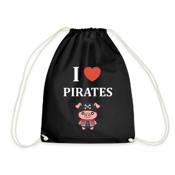 J'aime pirates cochons - Sac de sport léger - noir - Devant