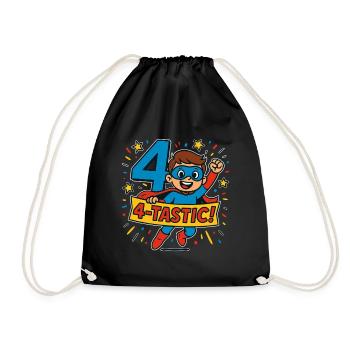 4 TASTIC Superhero Birthday Party Gift For Four - Turnbeutel - Schwarz - Vorne