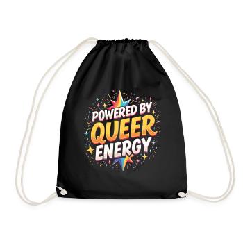 Powered by Queer Energy – Pride Statement - Turnbeutel - Schwarz - Vorne