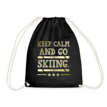 Keep calm ski - Drawstring Bag - black - Front