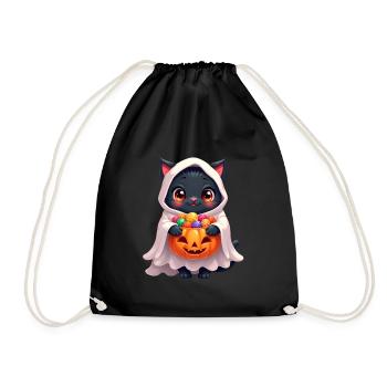 Chat d’Halloween avec citrouille d’Halloween - Sac de sport léger - noir - Devant