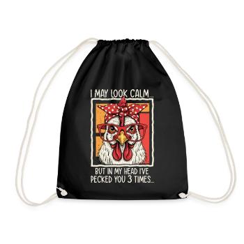 Chicken with glasses saying design - Drawstring Bag - black - Front