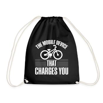 Fahrrad Stromwitz Cycling Shirt Funny Bicycle Tee - Drawstring Bag - black - Front