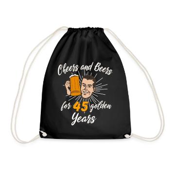 Cheers and Beer for 45 golden Years - Turnbeutel - Schwarz - Vorne