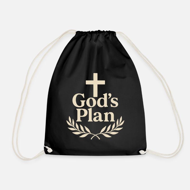 Gottes Plan Kreuz Logo - Turnbeutel - Schwarz