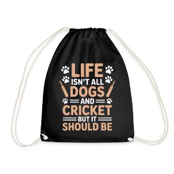 Cricket Spruch Hunde Lustiges Cricket Geschenk - Turnbeutel - Schwarz - Vorne