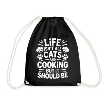 Cooking Saying Cats Funny Baking Gift - Drawstring Bag - black - Front