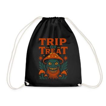 Trip oder Treat Psychedelisches Pilzmonster - Turnbeutel - Schwarz - Vorne