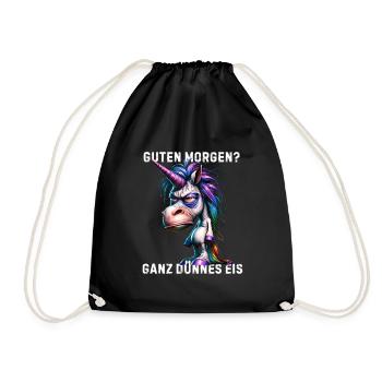 Guten Morgen Ganz Dünnes Eis Unicorn  - Drawstring Bag - black - Front