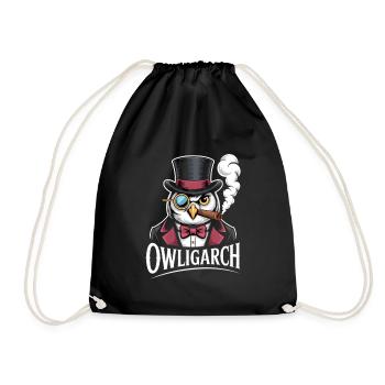Hibou hibou avec chapeau haut de forme et monocle - Sac de sport léger - noir - Devant