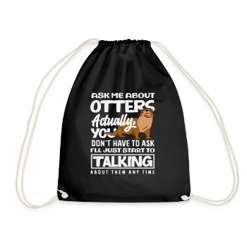 Always Talking About Sea Otter Cartoon - Drawstring Bag - black - Front