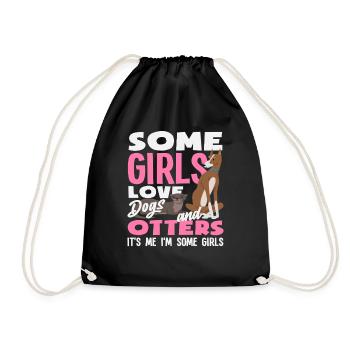 Fille, je suis un chien, loutre de mer, dessin animé - Sac de sport léger - noir - Devant