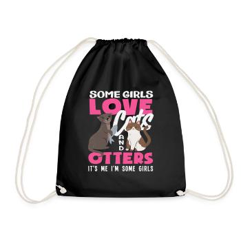 Filles, je suis une fille, loutre de mer, dessin animé - Sac de sport léger - noir - Devant