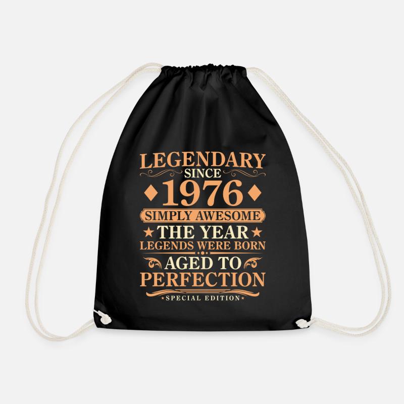 Vintage 1976 Born - Vintage 50th Birthday - Drawstring Bag - black