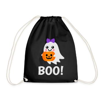 Design d’Halloween - Mignon Ghost Jack o Lantern - Sac de sport léger - noir - Devant
