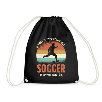 Soccer Ist Wichtiger Retro Sonnenuntergang - Turnbeutel - Schwarz - Vorne
