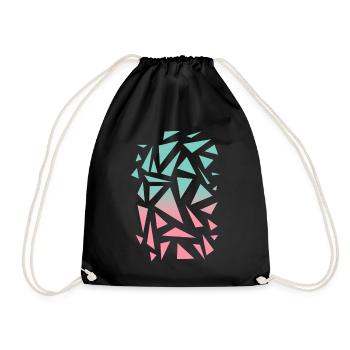 Triangle Pattern - Turquoise Pink - Drawstring Bag - black - Front
