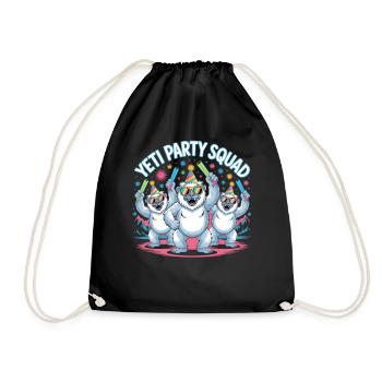 Yeti Party Squad – Chemise de fête d’hiver drôle - Sac de sport léger - noir - Devant