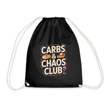 Carbs And Chaos Club Bread Cake Wine - Drawstring Bag - black - Front