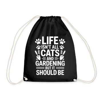 Garten Spruch Katze Lustiges Gartenarbeit Geschenk - Turnbeutel - Schwarz - Vorne