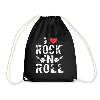 I Love Rock 'N Roll Music Guitar Rock Band - Drawstring Bag - black - Front