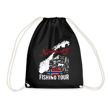 Norway Fishing Tour - Angler Geschenk - Turnbeutel - Schwarz - Vorne